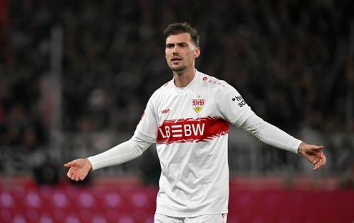 Pascal Stenzel VfB Stuttgart (15) gesture gesture MHPArena, MHP Arena Stuttgart, Baden-Württemberg,