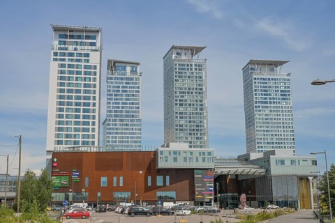 Residential towers, skyscrapers, Kalasatama Centre residential buildings, REDI shopping center in