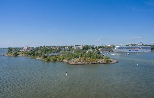 Luoto Klippan and Valkosaari islands, archipelago, port, Silja Line ferry, Helsinki, Finland