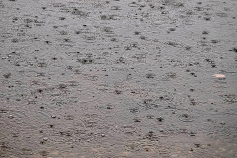 Raindrops falling on a lake, autumn, Germany