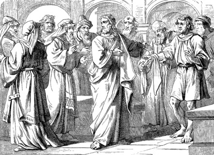 Jesus heals the withered hand, Gospel of Luke, chapter 6, healing, illness, group, wonder, cloth,
