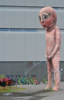 Sculpture by Tommi Toiya, Bad Bad Boy, Hietasaarenkuja, Helsinki, Finland