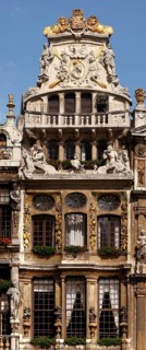 Baroque guild house of river boatmen (Le Cornett, the cornucopia) at the Grand Palace, Brussels,
