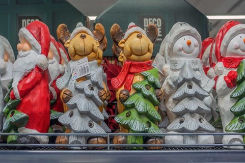 Wholesale market, selling Christmas figurines as early as October, Allgäu, Swabia, Bavaria, Germany