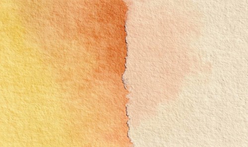 A painting of a wall with a yellow and orange stripe. The wall is covered in a yellow and orange