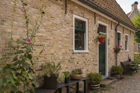 Street with residential building, Bourtange Fortress, Groningen Province, Netherlands