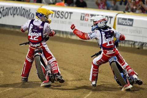 WROCLAW, POLAND - JULY 29, 2017: Speedway couple turnament final race Poland - Australia during The