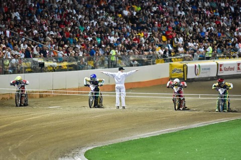 WROCLAW, POLAND - JULY 29, 2017: Speedway couple turnament race Denmark - Australia during The