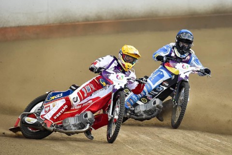 WROCLAW, POLAND - JULY 29, 2017: Speedway couple turnament race Germany - Poland during The World
