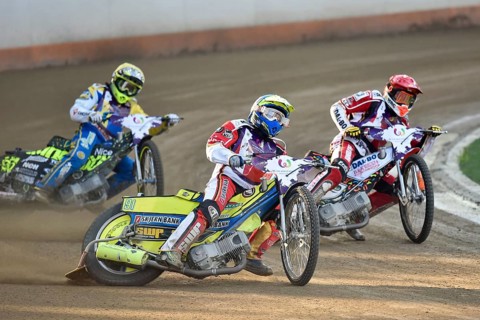 WROCLAW, POLAND - JULY 29, 2017: Speedway couple turnament race Denmark - Sweden during The World