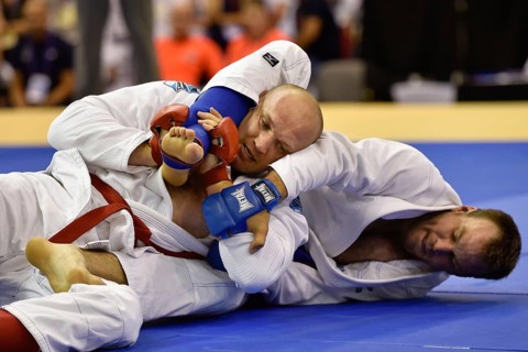 WROCLAW, POLAND - JULY 29, 2017: Ju-Jitsu Fighting tournament during the The World Games 2017.