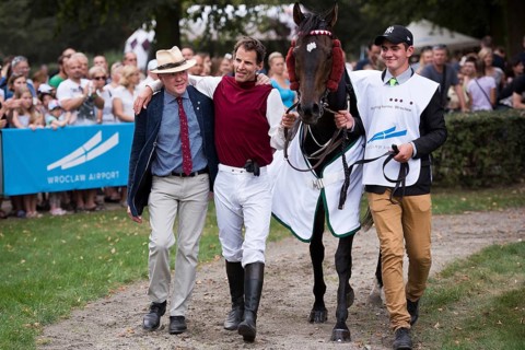 WROCLAW, POLAND - SEPTEMBER 4, 2016: Horse racing - Grand Partynicka at Racecourse WTWK Partynice.