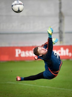 ROTTERDAM, NETHERLANDS - JANUARY 20, 2016: Polish goalkeeper Kamil Miazek during the training