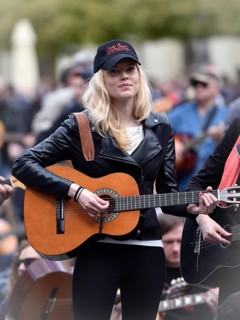 WROCLAW, POLAND - MAY 1, 2016: Over 7 thousands guitarists achieve new Guiness Record playing Hey