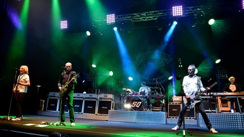 WROCLAW, POLAND - MAY 1, 2016: Status Quo band during concert Guitar Guinness World Record