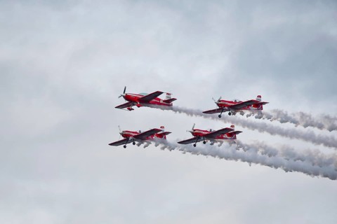 GDYNIA, POLAND - AUGUST 12, 2017: Acrobatic Group Zelazny (Iron) show during the air show