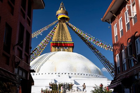 Boudhanath, the Boudha Stupa, the largest stupa in Nepal, Buddhist religious complex, UNESCO World