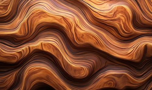 The image is a close up of a wooden surface with a wavy texture. The wood grain is visible and the