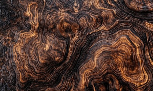 Swirling wood grain pattern in brown with textured appearance AI generated