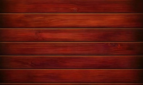 Wooden planks with a red-brown hue arranged horizontally in a warm, natural setting AI generated