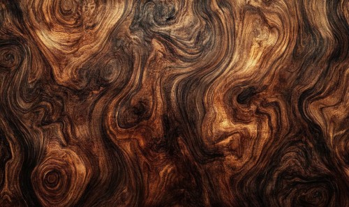 Natural wood grain appearance with swirling textures in brown tones AI generated
