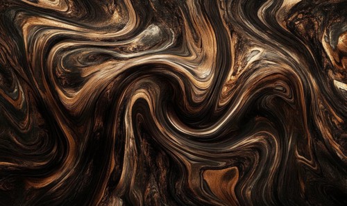 Dynamic abstract pattern in brown and black with swirling textures AI generated