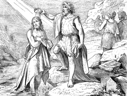 John the Baptist baptizes Jesus, Gospel of Matthew, chapter 3, purification baptism, Jordan, ray of