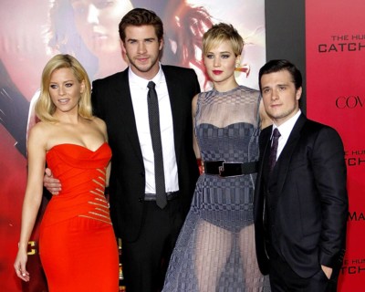 Liam Hemsworth, Elizabeth Banks, Jennifer Lawrence and Josh Hutcherson at the Los Angeles premiere