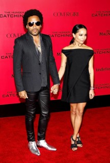 Lenny Kravitz and Zoe Kravitz at the Los Angeles premiere of 'The Hunger Games: Catching Fire' held