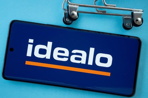 Dhaka, Bangladesh- 03 July 2025: Smartphone screen showing the idealo logo with shopping cart
