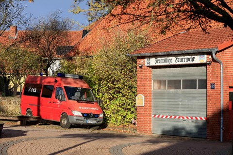 Volunteer fire department, fire truck, mountain village Lüdersen, City of Springe, Hanover Region,