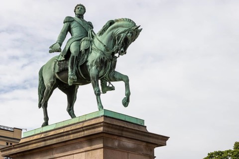 Equestrian statue of Karl Johan, King of Sweden and Norway, sculpted by Norwegian artist, Brynjulf
