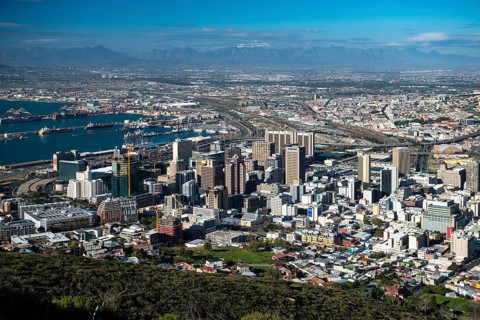 Downtown Cape Town seen from Signal Hill, Cape Town, Western Cape, Republic of South Africa
