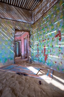 Building taken over by desert sand, in a former diamond town, today a ghost town, Lost Place,