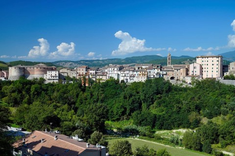 Rocca of Sassocorvaro, city view, Sassocorvaro, Sassocorvaro Auditore, Pesaro and Urbino, Marche,