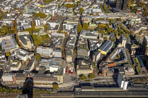Aerial view, city center view, Garner Hotel Essen - Handelshof Essen, renovation Willy-Brandt-Platz