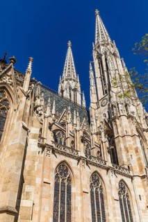 Church towers of the neo-gothic votive church, Vienna, Austria