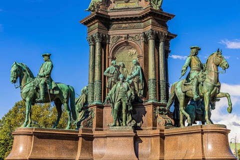 Equestrian statues on the Maria Theresia Memorial on Maria Theresien-Platz, Vienna, Austria
