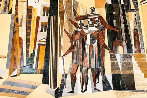 Marble mosaic on a wall, Vienna State Opera, Vienna Austria