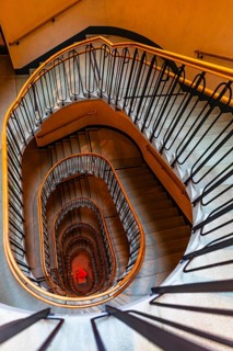 Staircase in an old Viennese house, view from above, Vienna, Austria