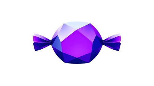 Purple geometric candy with a unique design and stylish wrapping on a clean white background. AI