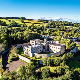 Jedburgh Castle from a drone, Jedburgh, Scottish Borders, Scotland, UK