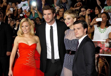 Liam Hemsworth, Elizabeth Banks, Jennifer Lawrence and Josh Hutcherson at the Los Angeles premiere