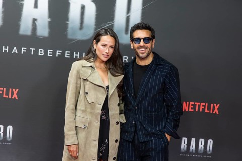Jessica Riso and Elyas M'Barek at the premiere of the Netflix film Babo at the Astor Film Lounge