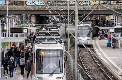 Tram station, at Düsseldorf-Bilk station, hub of S-Bahn, subway, tram, public bus, North