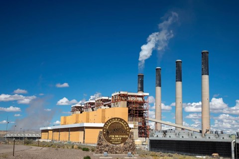Rock Springs, Wyoming - The Jim Bridger power plant. Originally all four units were coal-fired, but