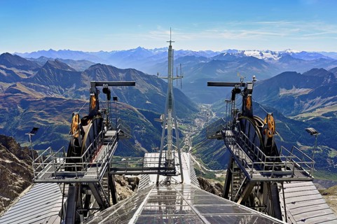 Pointe Helbronner cable car mountain station, Chamonix-Mont-Blanc, Haute-Savoie, Italian watershed,