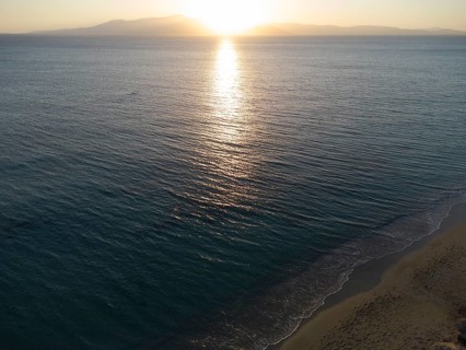 Maragas beach at sunset, Naxos, Cyclades, Aegean Sea, Greece
