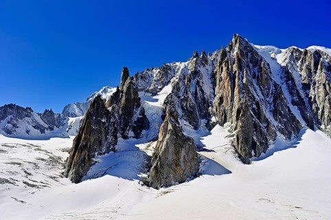 View of the mountain from the Télécabine Panorama Railway, Le Mont Blanc du Tacul, in the