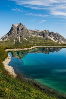 Mountain landscape with reservoir and chairlift, Saloberkopf, Widderstein, Warth, Bregenzerwald,